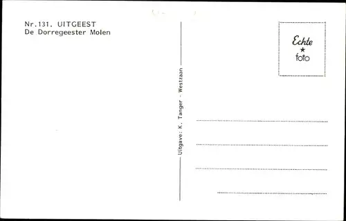 Ak Uitgeest Nordholland Niederlande, De Dorregeester Molen