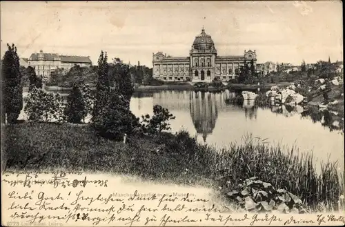 Ak Hannover in Niedersachsen, Museum mit Maschparkpartie