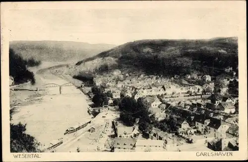 Ak Bad Karlshafen an der Weser, Panorama vom Ort