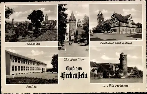 Ak Grebenstein in Nordhessen, Schule, Am Pulverturm, Rathaus und Kirche