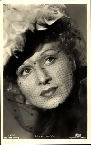 Ak Schauspielerin Hilde Seipp, Portrait, Hut mit Schleier