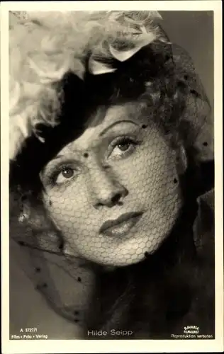 Ak Schauspielerin Hilde Seipp, Portrait, Hut mit Schleier