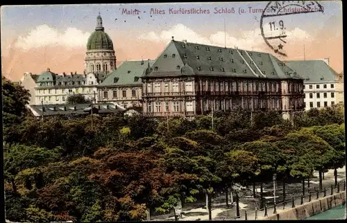 Ak Mainz am Rhein, Altes Kurfürstliches Schloss, Turm der Christuskirche