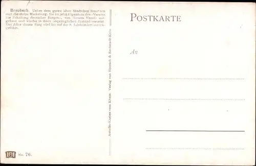 Künstler Ak Astudin, Braubach am Rhein, Marksburg, Wallfahrt des Niederrheins nach Bornhofen