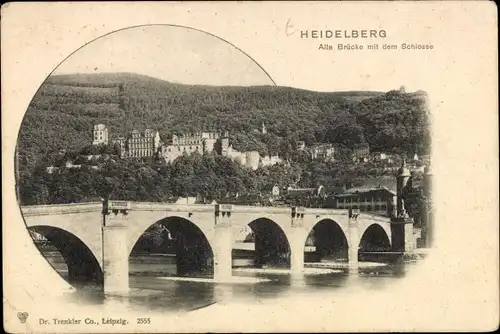 Ak Heidelberg am Neckar, Alte Brücke mit dem Schlosssee