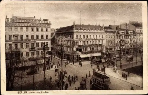 Ak Berlin Mitte, Unter den Linden, Tram, Victoria Cafe, Stollwerk