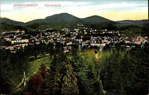 Ak Baden Baden am Schwarzwald, Panorama vom Ort