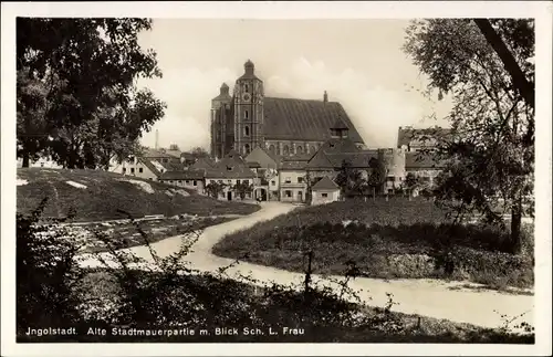 Ak Ingolstadt an der Donau Oberbayern, Alte Stadtmauerpartie, Sch. L. Frau