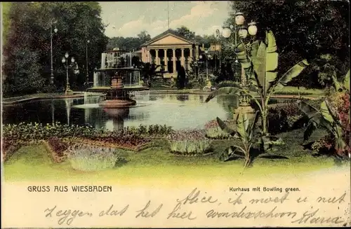 Ak Wiesbaden in Hessen, Kurhaus mit Bowling green