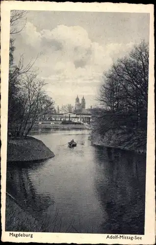 Ak Magdeburg an der Elbe, Adolf-Mittag-See, Boot