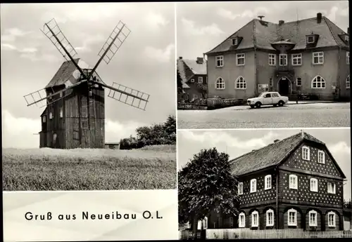 Ak Neueibau Neu Eibau Kottmar in der Oberlausitz, Windmühle, Häuser