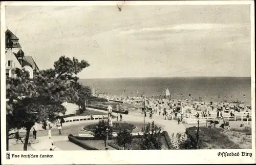 Ak Ostseebad Binz auf Rügen, Strandanlage mit Promenade