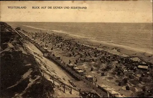 Ak Westerland auf Sylt, Blick auf die Dünen und Südstrand