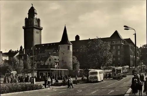 Ak Plauen im Vogtland, Straßenpartie am Otto Grotewohl Platz, Bus, Straßenbahn