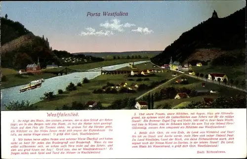 Ak Porta Westfalica an der Weser, Westfalenlied