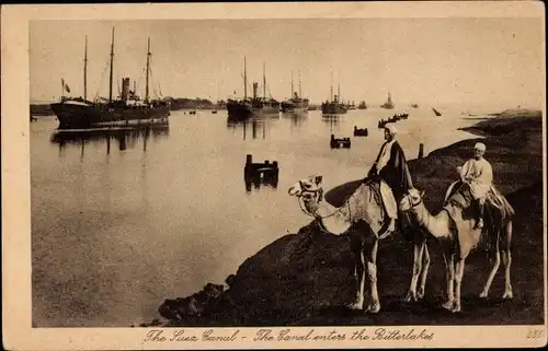Ak Suez Ägypten, Eintritt des Canals in die Bitter-Seen