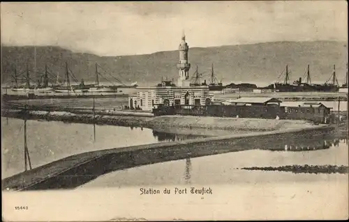 Ak Port Tewfik Suez Port Ägypten, Station