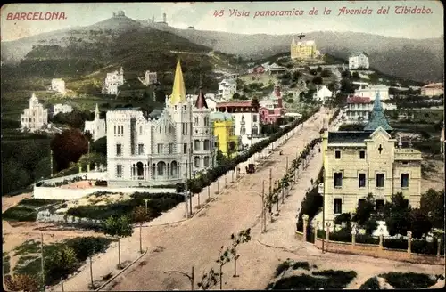 Ak Barcelona Katalonien Spanien, Vista panoramica de la Avenida del Tibidabo