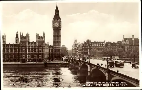 Ak City of Westminster London England, Houses of Parliament, Westminster Bridge