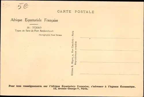 Ak Tchad Tschad, Afrique Equatoriale Francaise, Types de Sara de Fort Archambault