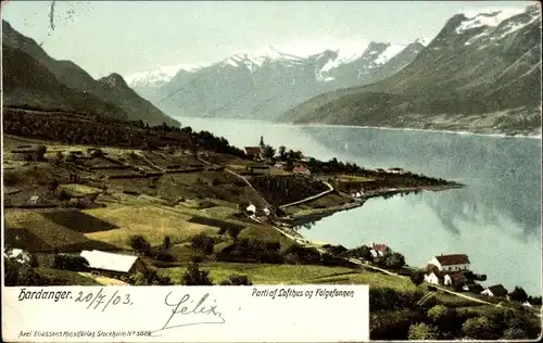 Ak Hardanger Norwegen, Partie af Lofthus og Folgefannen