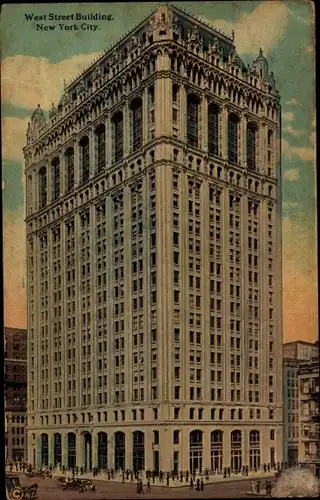 Ak New York City USA, West Street Building, Hochhaus