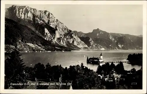Ak Gmunden in Oberösterreich, Der Traunsee mit Schloss Ort