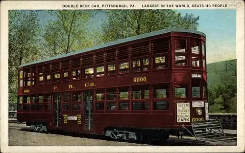 Ak Pittsburgh Pennsylvania USA, Double Deck Car