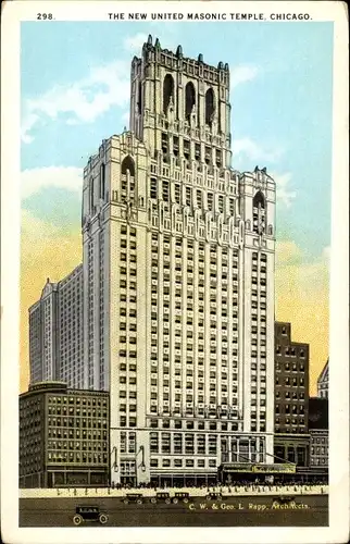 Ak Chicago Illinois, The New United Masonic Temple