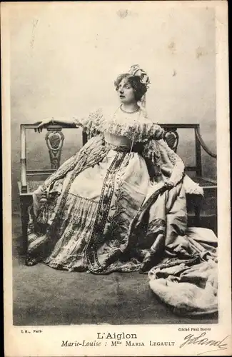 Ak Theaterszene L'Aiglon, Schauspielerin Maria Legault als Marie Louise