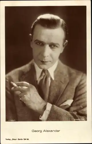 Ak Schauspieler Georg Alexander, Portrait, Zigarette