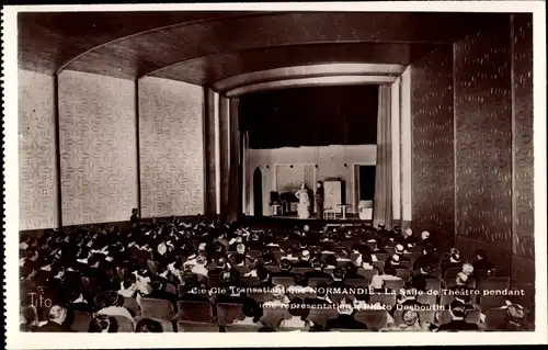 Ak Paquebot Normandie de la CGT, French Line, Théâtre, Représentation, Dampfer, Innenansicht