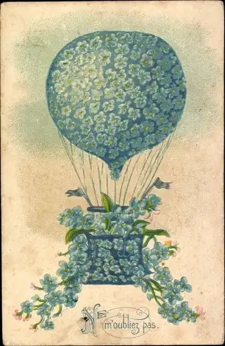 Präge Litho Ballon aus Vergissmeinnichtblüten