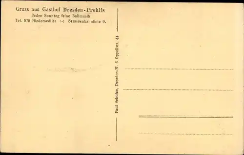Ak Dresden Prohlis, Gasthof