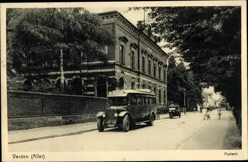 Ak Verden an der Aller, Postamt, Autobus