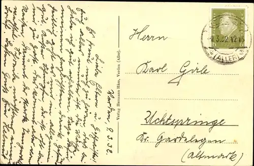 Ak Verden an der Aller, Postamt, Autobus