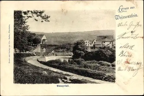 Ak Weißenstein Pforzheim im Schwarzwald, Wasserfall, Bäcker