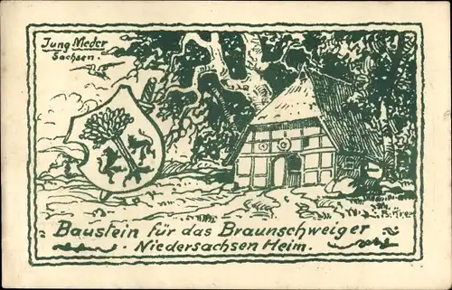 Künstler Ak J. Meder, Braunschweig Niedersachsen, Baustein f. d. Braunschweiger Niedersachsen Heim