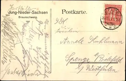 Künstler Ak J. Meder, Braunschweig Niedersachsen, Baustein f. d. Braunschweiger Niedersachsen Heim