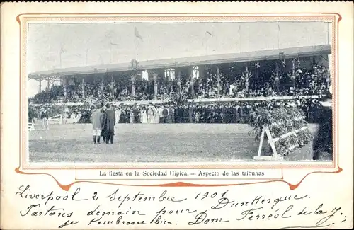Ak Buenos Aires Argentinien, La fiesta en la Sociedad Hipica, Aspecto de las tribunas