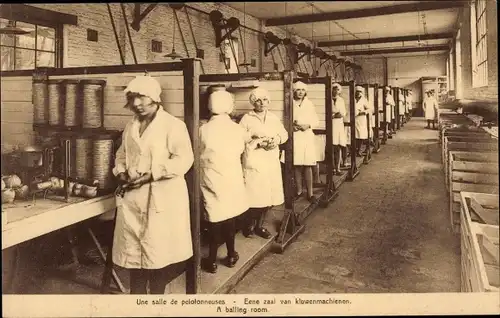 Ak Bruxelles Brüssel, une salle de pelotonneuses, Societe Anonyme Flandria, Arbeiterinnen