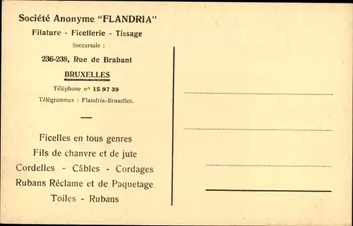 Ak Bruxelles Brüssel, Societe Anonyme Flandria, Une vue de la Filature