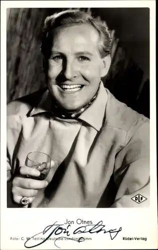 Ak Schauspieler Jon Otnes, Portrait, Autogramm, Rüdel Verlag
