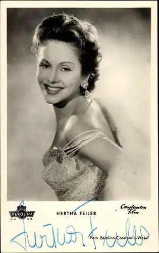Ak Schauspielerin Hertha Feiler, Portrait, Autogramm, Charley's Tante