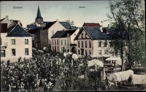 Ak Gulpen Limburg Niederlande, Marktplatz, Markttag