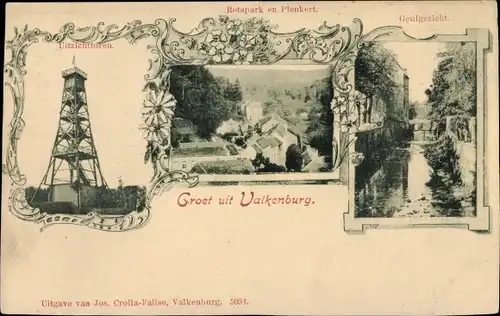 Ak Valkenburg Limburg Niederlande, Rotspark en Plenkert, Geulgezicht, Uitzichttoren