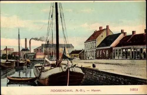 Ak Roosendaal Nordbrabant Niederlande, Haven, Boote