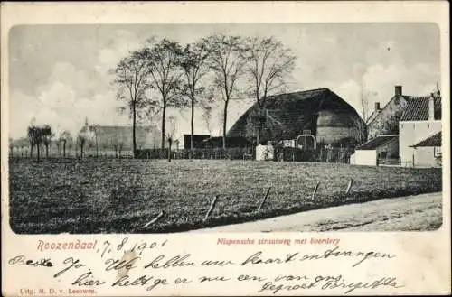 Ak Roosendaal Nordbrabant Niederlande, Nispensche straatweg met boerdery