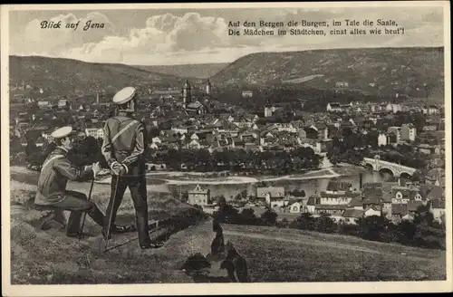 Ak Jena in Thüringen, Stadtpanorama, Studenten