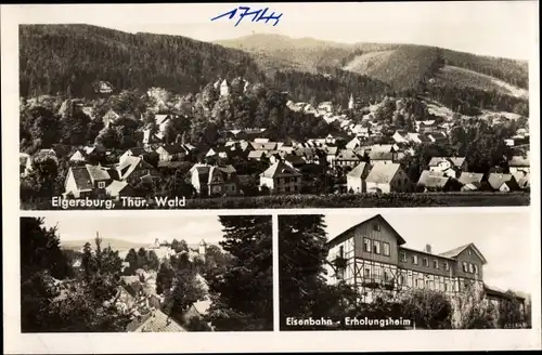 Ak Elgersburg Thüringer Wald, Blick auf die Stadt, Eisenbahn Erholungsheim